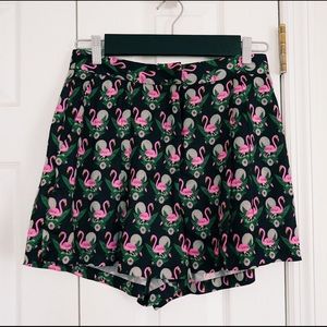 Flamingo Print Silky Shorts